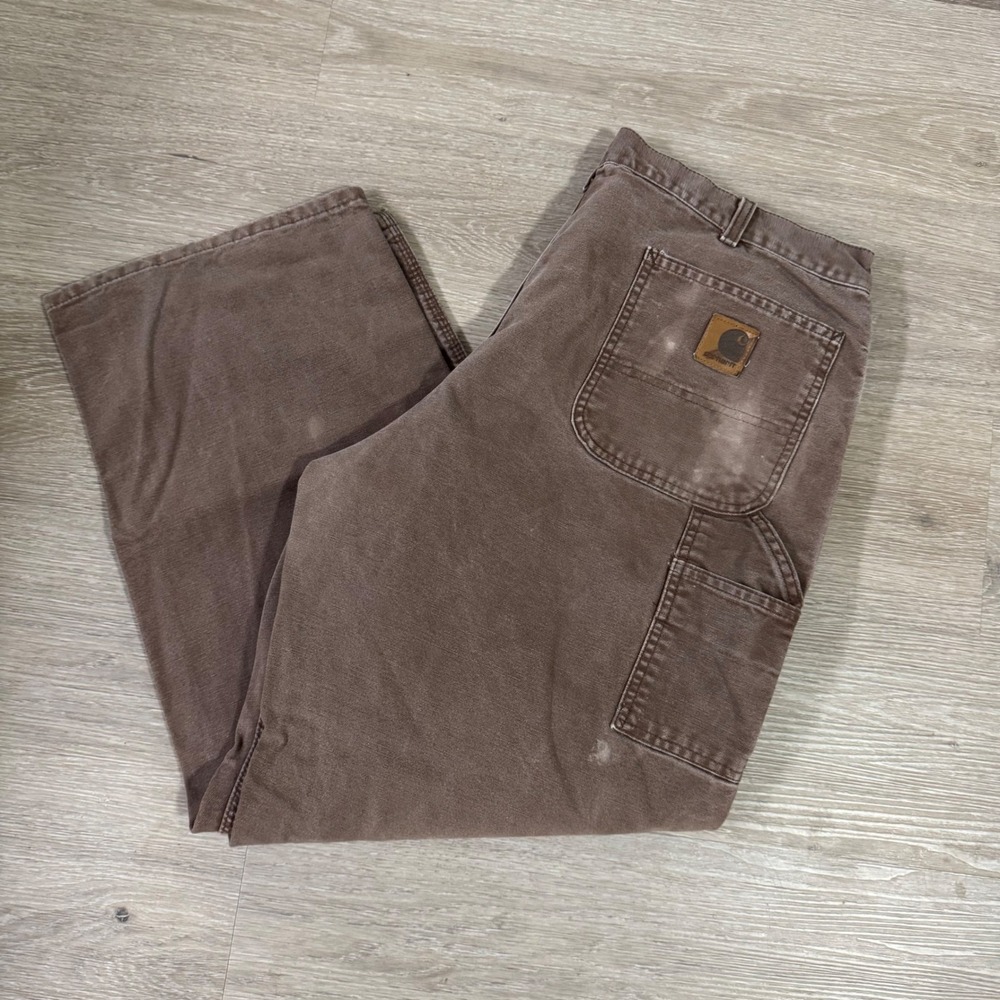 Vtg Carhartt Dungaree Pants Mens 40x29 Brown B11 CHT Canvas Carpenter Work